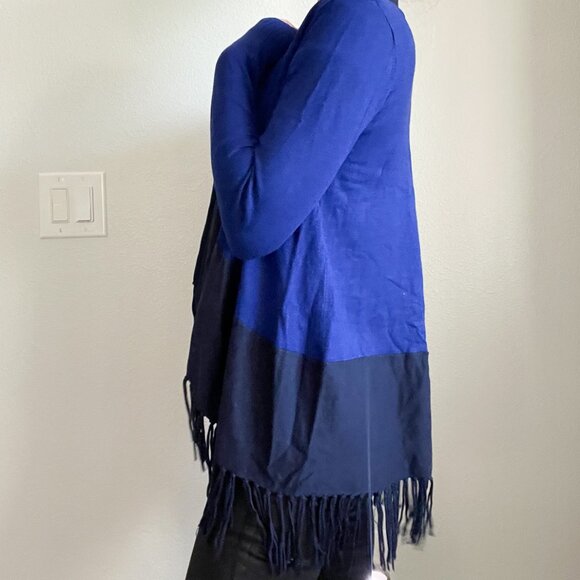 Vintage Central Park West Two-Tone Fringe Shawl Cardigan (One Size) - Picture 2 of 7